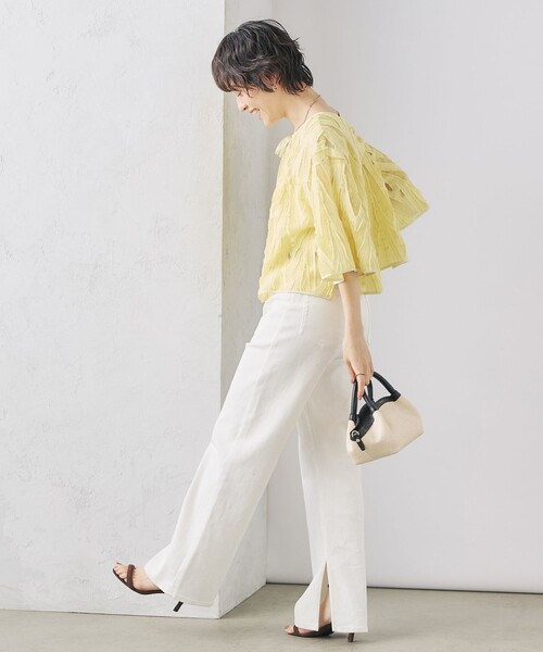 NOLLEY’S Sophi(ノーリーズソフィ)の「《セットアップ対応》キラキラカットジャガード2WAYブラウス(シャツ/ブラウス・レディース・イエロー系その他/ホワイト系その他2・38)」の6枚目の写真