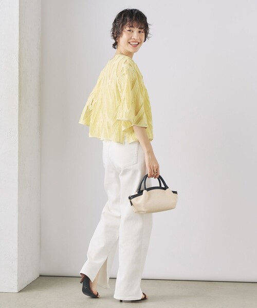 NOLLEY’S Sophi(ノーリーズソフィ)の「《セットアップ対応》キラキラカットジャガード2WAYブラウス(シャツ/ブラウス・レディース・イエロー系その他/ホワイト系その他2・38)」の8枚目の写真