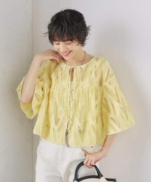 NOLLEY’S Sophi(ノーリーズソフィ)の「《セットアップ対応》キラキラカットジャガード2WAYブラウス(シャツ/ブラウス・レディース・イエロー系その他/ホワイト系その他2・38)」の9枚目の写真