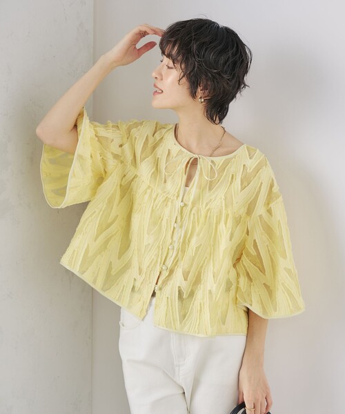 NOLLEY’S Sophi(ノーリーズソフィ)の「《セットアップ対応》キラキラカットジャガード2WAYブラウス(シャツ/ブラウス・レディース・イエロー系その他/ホワイト系その他2・38)」の10枚目の写真