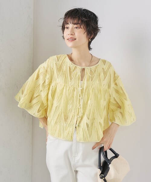 NOLLEY’S Sophi(ノーリーズソフィ)の「《セットアップ対応》キラキラカットジャガード2WAYブラウス(シャツ/ブラウス・レディース・イエロー系その他/ホワイト系その他2・38)」の12枚目の写真