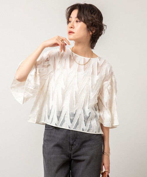 NOLLEY’S Sophi(ノーリーズソフィ)の「《セットアップ対応》キラキラカットジャガード2WAYブラウス(シャツ/ブラウス・レディース・イエロー系その他/ホワイト系その他2・38)」の15枚目の写真