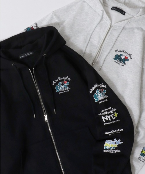 マークゴンザレス☆両面ビッグプリント＆刺繍入りパーカー　入手困難 Mark Gonzales マークゴンザレス MARK GONZALES ARTWORK