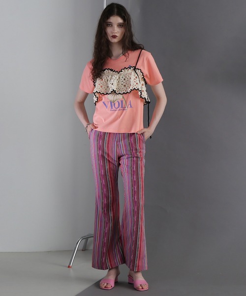 パンツ ROSE BUD (mag.by c)JACQUARD FLARE PANTS セール】(mag.by c)JACQUARD FLARE PANTS（その他パンツ）｜ROSE