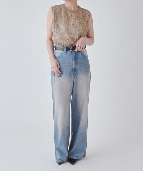 Lui's（ルイス）の「刺繍レースタンクトップ（Tシャツ/カットソー・レディース・ベージュ/ピンク/ブラック/アイボリー/ライトグレー・FREE）」の18枚目の写真