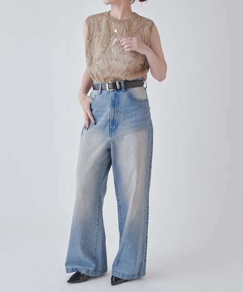 Lui's（ルイス）の「刺繍レースタンクトップ（Tシャツ/カットソー・レディース・ベージュ/ピンク/ブラック/アイボリー/ライトグレー・FREE）」の19枚目の写真