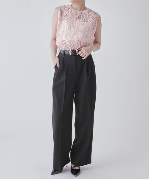 Lui's（ルイス）の「刺繍レースタンクトップ（Tシャツ/カットソー・レディース・ベージュ/ピンク/ブラック/アイボリー/ライトグレー・FREE）」の12枚目の写真