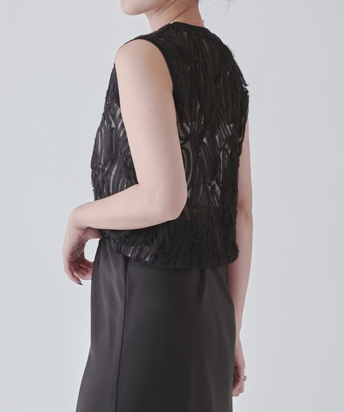 Lui's（ルイス）の「刺繍レースタンクトップ（Tシャツ/カットソー・レディース・ベージュ/ピンク/ブラック/アイボリー/ライトグレー・FREE）」の21枚目の写真