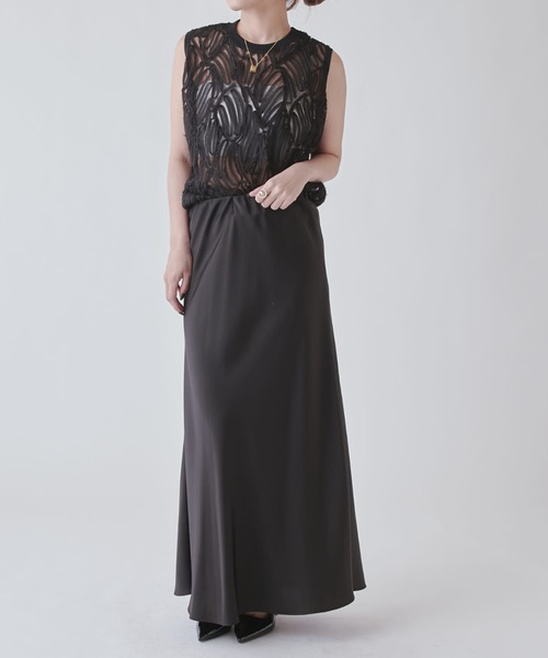 Lui's（ルイス）の「刺繍レースタンクトップ（Tシャツ/カットソー・レディース・ベージュ/ピンク/ブラック/アイボリー/ライトグレー・FREE）」の6枚目の写真