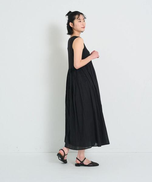 conges payes ADIEU TRISTESSE（コンジェ ペイエ アデュートリステス）の「◆2重布帛ノースリーブワンピース（ワンピース・レディース・サックスブルー/グリーン/パープル/ブラック・FREE）」の5枚目の写真