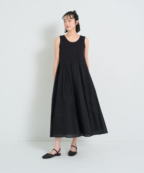 conges payes ADIEU TRISTESSE（コンジェ ペイエ アデュートリステス）の「◆2重布帛ノースリーブワンピース（ワンピース・レディース・サックスブルー/グリーン/パープル/ブラック・FREE）」の2枚目の写真