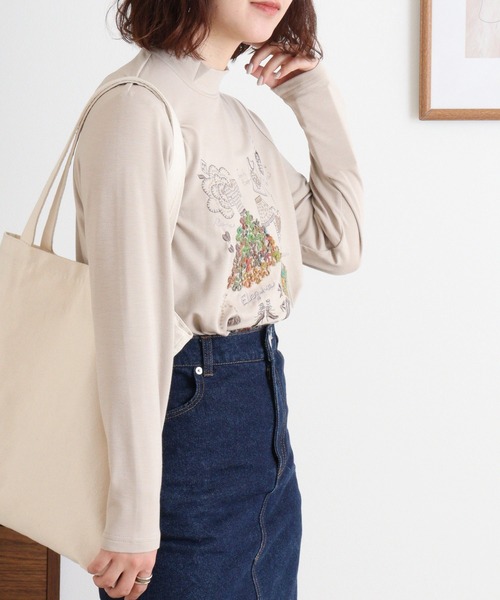 BRODIAEA(ブローディア)の「BRODIAEA ハイネックカットソー カラフル刺繍 スーパープレミアサーモ(Tシャツ/カットソー・レディース・ピンク/ブラック/オリーブ/チャコールグレー/ネイビー/ベージュ・40)」の18枚目の写真