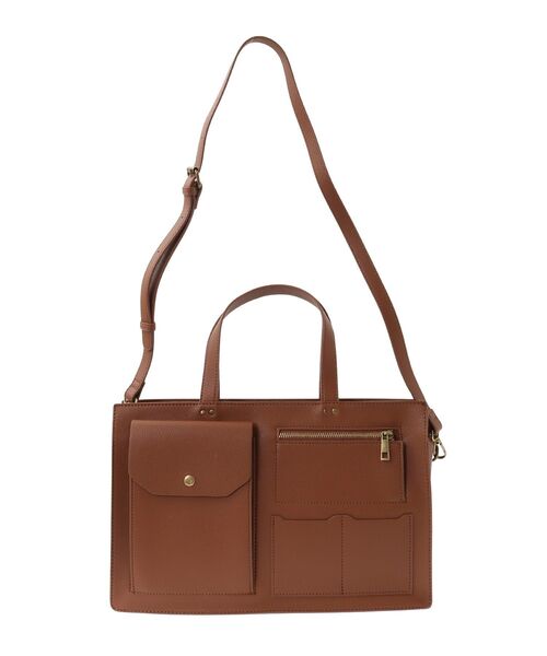 AMERICAN HOLIC(アメリカンホリック)の「マルチポケットスクエアA4ショルダートートバッグ(トートバッグ・レディース・ブラック/キャメル・FREE)」の4枚目の写真