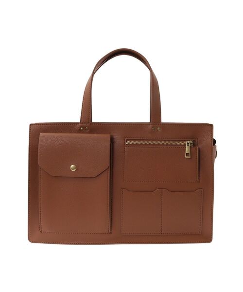 AMERICAN HOLIC(アメリカンホリック)の「マルチポケットスクエアA4ショルダートートバッグ(トートバッグ・レディース・ブラック/キャメル・FREE)」の6枚目の写真