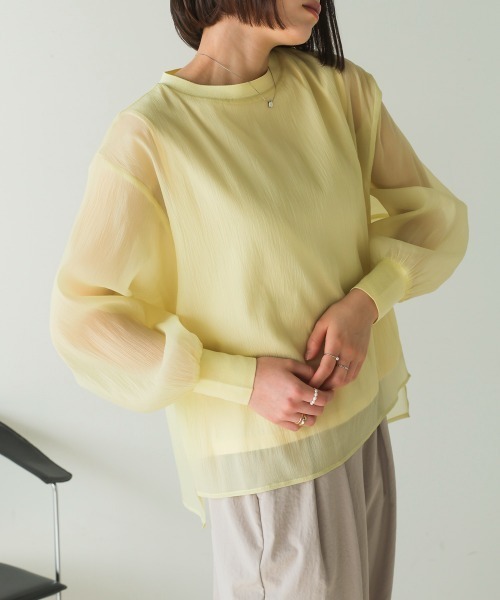 Bou Jeloud（ブージュルード）の「シアーレイヤードプルオーバー（Tシャツ/カットソー・レディース・イエロー/アイボリー/ブラック・38）」の16枚目の写真