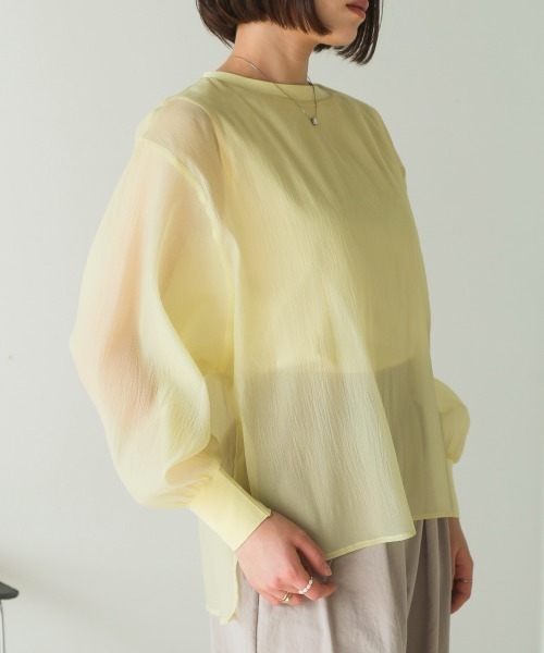Bou Jeloud（ブージュルード）の「シアーレイヤードプルオーバー（Tシャツ/カットソー・レディース・イエロー/アイボリー/ブラック・38）」の18枚目の写真
