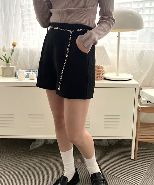mumu（ムム）の「チェーン付きツイードショートパンツ（その他パンツ・レディース・ブラック/ホワイト/ピンク・FREE）」の6枚目の写真