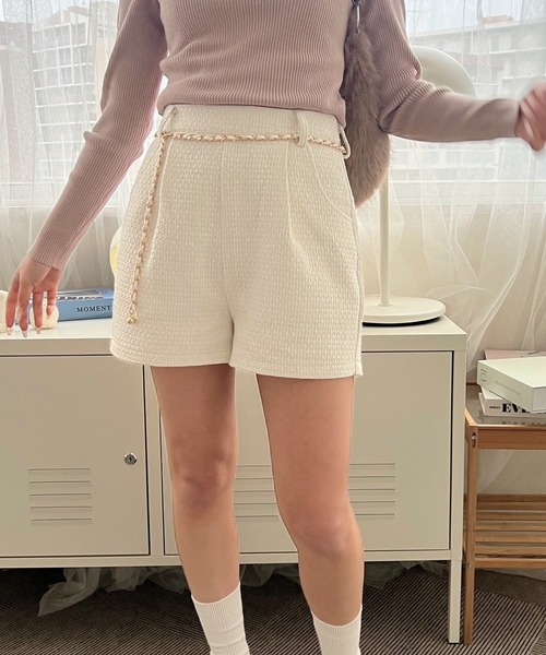 mumu（ムム）の「チェーン付きツイードショートパンツ（その他パンツ・レディース・ブラック/ホワイト/ピンク・FREE）」の10枚目の写真