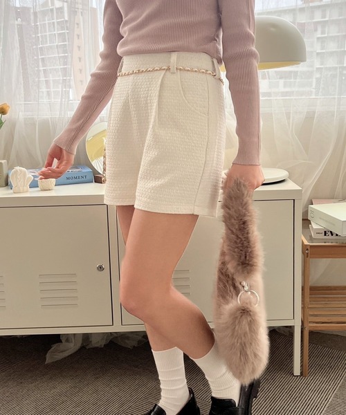 mumu（ムム）の「チェーン付きツイードショートパンツ（その他パンツ・レディース・ブラック/ホワイト/ピンク・FREE）」の12枚目の写真