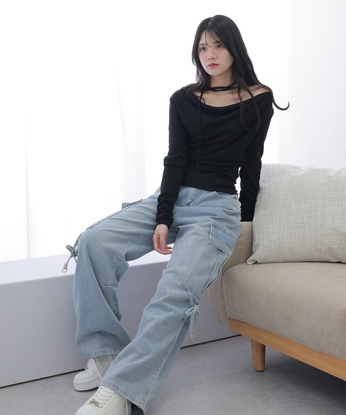 トップス Lisaki OUTLET】Roxy GOOD KEEPSAKE LS RIB クロップド丈トップス