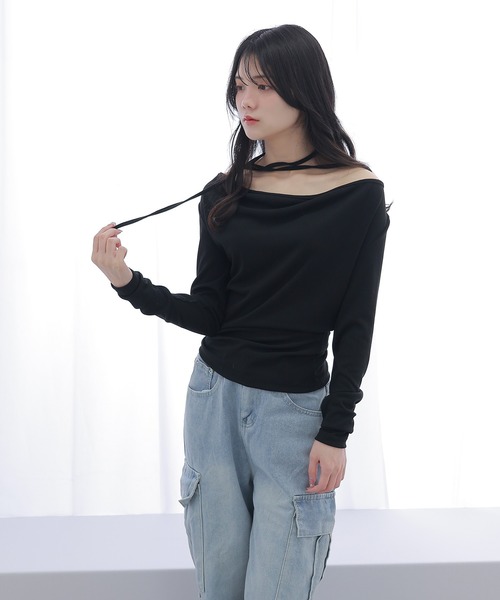 choker ribbon tops/チョーカーリボントップス（Tシャツ