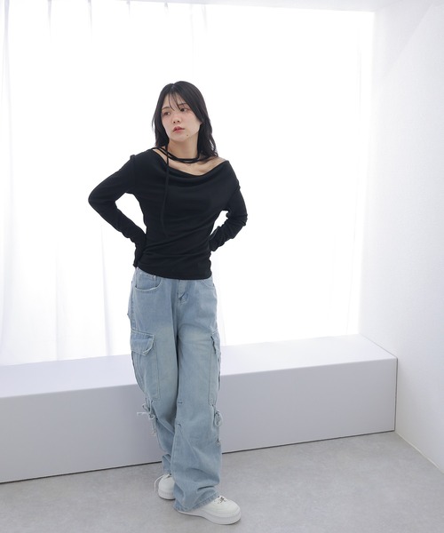 M DOLLY(エムドリー)の「choker ribbon tops/チョーカーリボントップス(Tシャツ/カットソー・レディース・ブラック/ホワイト・S/M)」の11枚目の写真