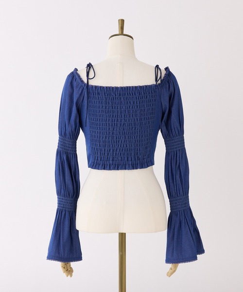 Seemi. byNICECLAUP( シーミーバイナイスクラップ)の「【Seemi. 】シャーリングリボントップス(シャツ/ブラウス・レディース・オフホワイト/ピンク/ブルー系その他/ドット・FREE)」の7枚目の写真