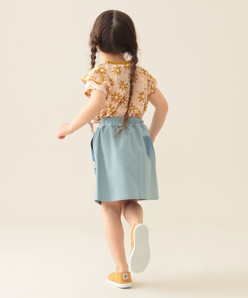 BEAMS mini(ビームスミニ)の「フラワー柄 フリル Tシャツ 2025SS(90~150cm)(Tシャツ/カットソー・キッズ・ピンク/サックスブルー・90/100/110/120/130/140/150)」の8枚目の写真