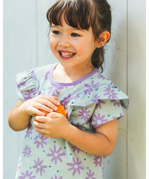 BEAMS mini(ビームスミニ)の「フラワー柄 フリル Tシャツ 2025SS(90~150cm)(Tシャツ/カットソー・キッズ・ピンク/サックスブルー・90/100/110/120/130/140/150)」の9枚目の写真