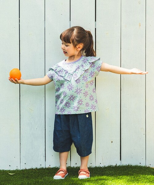 BEAMS mini(ビームスミニ)の「フラワー柄 フリル Tシャツ 2025SS(90~150cm)(Tシャツ/カットソー・キッズ・ピンク/サックスブルー・90/100/110/120/130/140/150)」の11枚目の写真