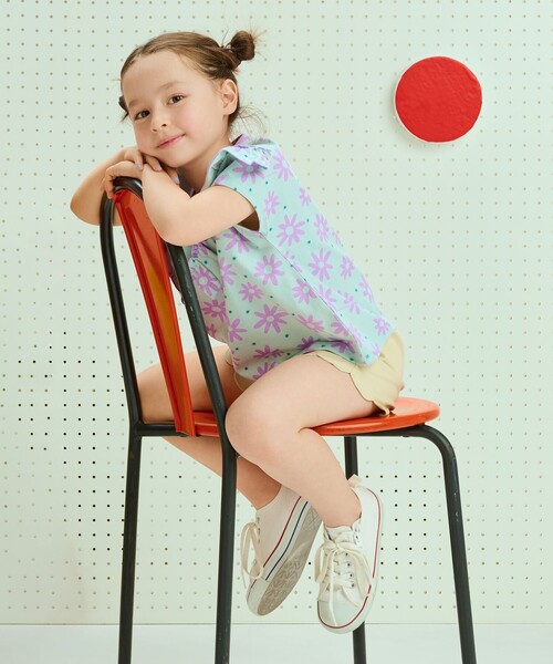 BEAMS mini(ビームスミニ)の「フラワー柄 フリル Tシャツ 2025SS(90~150cm)(Tシャツ/カットソー・キッズ・ピンク/サックスブルー・90/100/110/120/130/140/150)」の15枚目の写真