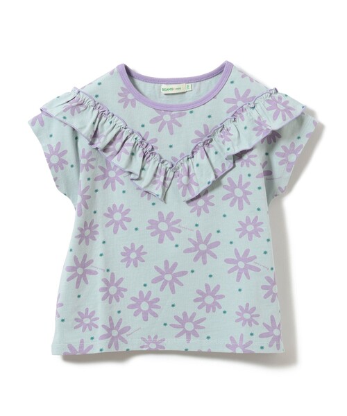 BEAMS mini(ビームスミニ)の「フラワー柄 フリル Tシャツ 2025SS(90~150cm)(Tシャツ/カットソー・キッズ・ピンク/サックスブルー・90/100/110/120/130/140/150)」の18枚目の写真