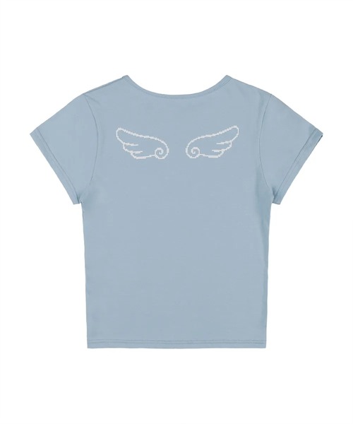 FANCY CLUB（ファンシークラブ）の「A'GEM/9 × .kom 『 FANCY CLUB/ファンシークラブ』 ANGEL MARK CROP TEE/エンジェルマーク クロップ TEE（Tシャツ/カットソー・レディース・ホワイト/ライトブルー・FREE）」の10枚目の写真