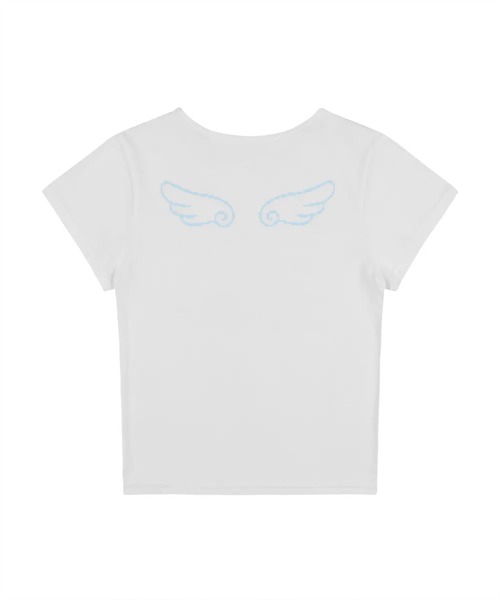 FANCY CLUB（ファンシークラブ）の「A'GEM/9 × .kom 『 FANCY CLUB/ファンシークラブ』 ANGEL MARK CROP TEE/エンジェルマーク クロップ TEE（Tシャツ/カットソー・レディース・ホワイト/ライトブルー・FREE）」の8枚目の写真