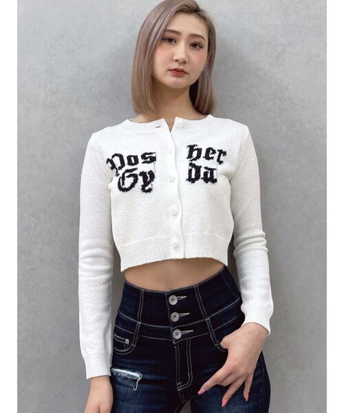 GYDA（ジェイダ）の「Posher GYDAパイルニットカーディガン（カーディガン/ボレロ・レディース・オフホワイト/ブラック・FREE）」の3枚目の写真
