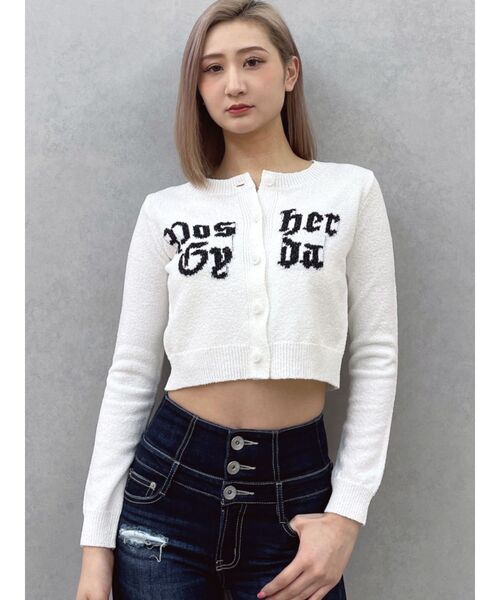 GYDA（ジェイダ）の「Posher GYDAパイルニットカーディガン（カーディガン/ボレロ・レディース・オフホワイト/ブラック・FREE）」の4枚目の写真