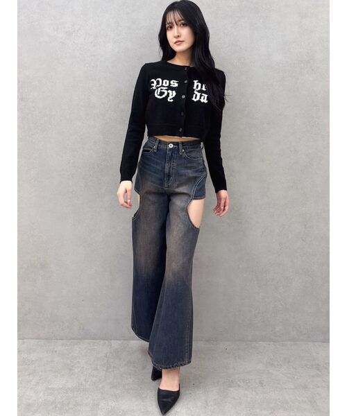 GYDA（ジェイダ）の「Posher GYDAパイルニットカーディガン（カーディガン/ボレロ・レディース・オフホワイト/ブラック・FREE）」の8枚目の写真