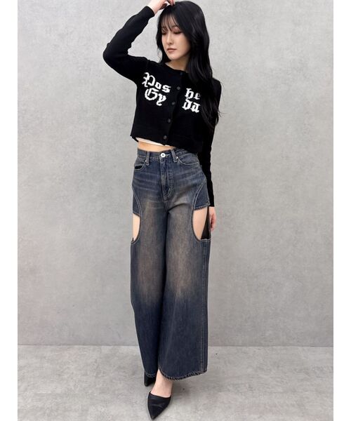 GYDA（ジェイダ）の「Posher GYDAパイルニットカーディガン（カーディガン/ボレロ・レディース・オフホワイト/ブラック・FREE）」の9枚目の写真