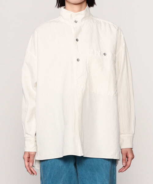 Kaptain Sunshine（キャプテン サンシャイン）の「KAPTAIN SUNSHINE | スタンドカラースモック WOMEN（シャツ/ブラウス・レディース・ブラック/アイボリー・34）」の8枚目の写真