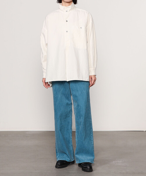 Kaptain Sunshine（キャプテン サンシャイン）の「KAPTAIN SUNSHINE | スタンドカラースモック WOMEN（シャツ/ブラウス・レディース・ブラック/アイボリー・34）」の5枚目の写真