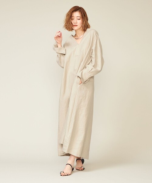 conte（コンテ）の「＜conte＞ヘンプ Vネック ワンピース（ワンピース