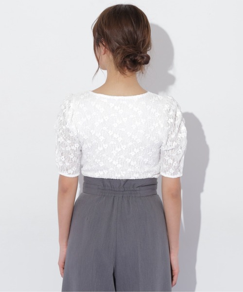 JILL by JILL STUART(ジルバイジルスチュアート)の「◇ギャザースリーブレースTシャツ(Tシャツ/カットソー・レディース・ホワイト/ブラック・FREE)」の14枚目の写真