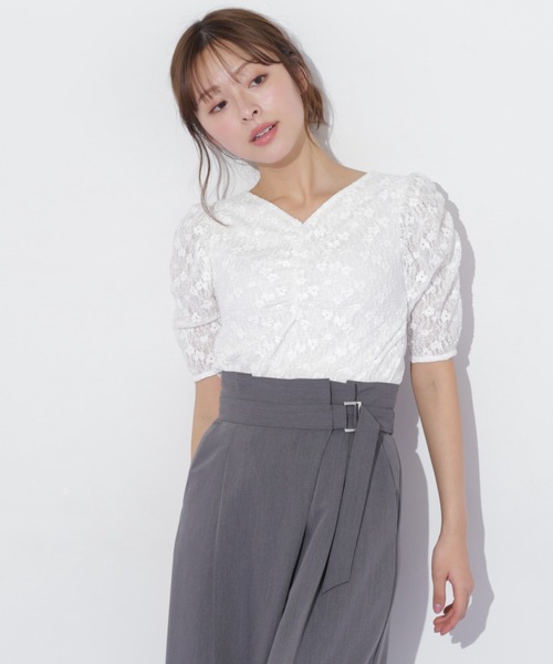 JILL by JILL STUART(ジルバイジルスチュアート)の「◇ギャザースリーブレースTシャツ(Tシャツ/カットソー・レディース・ホワイト/ブラック・FREE)」の16枚目の写真