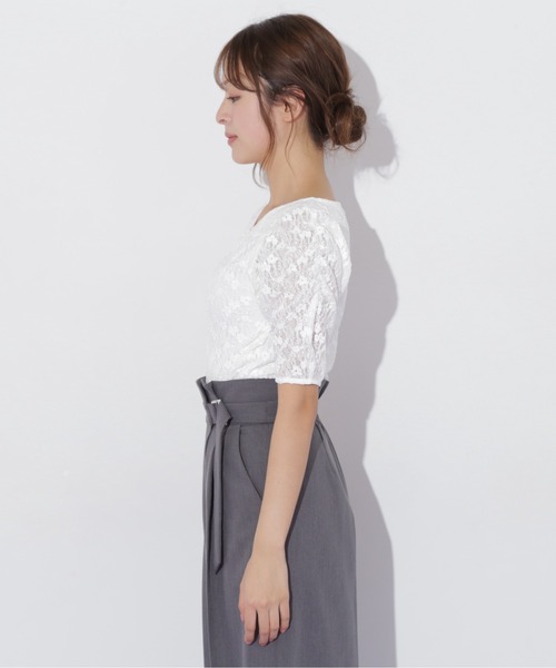 JILL by JILL STUART(ジルバイジルスチュアート)の「◇ギャザースリーブレースTシャツ(Tシャツ/カットソー・レディース・ホワイト/ブラック・FREE)」の15枚目の写真