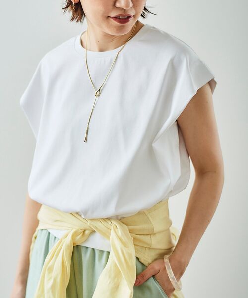 le.coeur blanc(ルクールブラン)の「コットンタックショルダーTシャツ(Tシャツ/カットソー・レディース・パープル/オフホワイト/ダークグレー/ブラック/サックスブルー・38)」の20枚目の写真