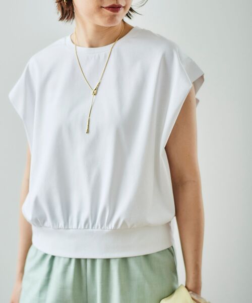 le.coeur blanc(ルクールブラン)の「コットンタックショルダーTシャツ(Tシャツ/カットソー・レディース・パープル/オフホワイト/ダークグレー/ブラック/サックスブルー・38)」の21枚目の写真