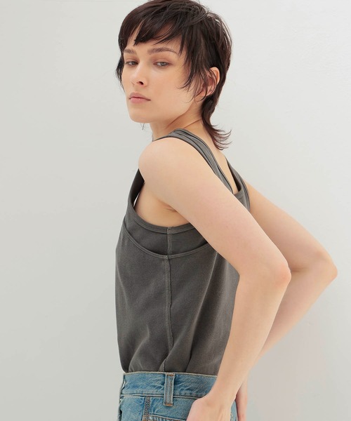 DRESSLAVE（ドレスレイブ）の「pigment over dyed double camisole(ピグメントオーバーダイダブルキャミソール)（タンクトップ・レディース・チャコールグレー・38）」の3枚目の写真