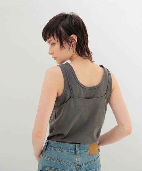 DRESSLAVE（ドレスレイブ）の「pigment over dyed double camisole(ピグメントオーバーダイダブルキャミソール)（タンクトップ・レディース・チャコールグレー・38）」の4枚目の写真