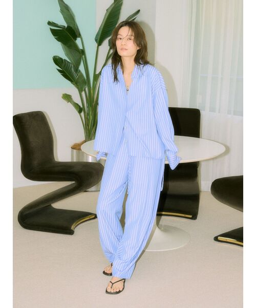 Htage（テージ）の「【Htage】カーブデザインストライプパンツ（その他パンツ・レディース・ブルー/ベージュ・FREE）」の3枚目の写真