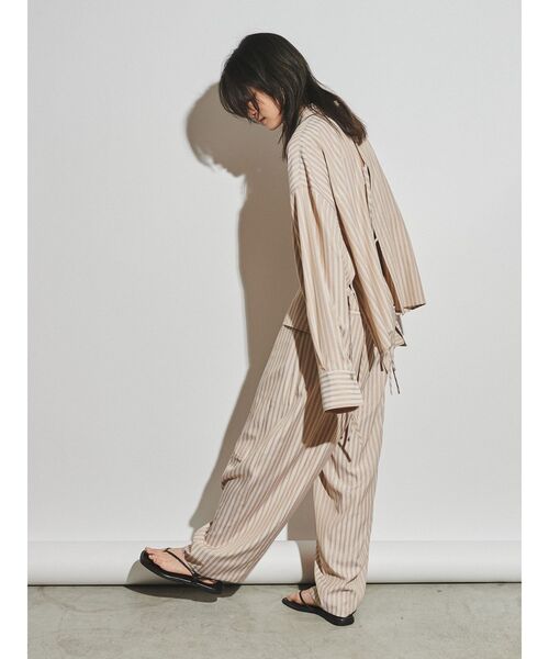 HaaT パンツ　焦げ茶ストライプ ストライプパンツ | E l e H a s t